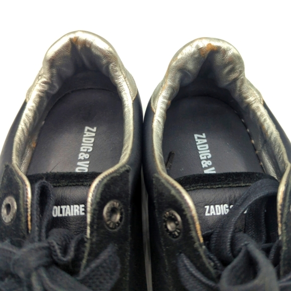 Zadig & Voltaire Studded Leather Low Top Black Sneakers - Picture 10 of 14